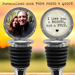 CUSTOM PHOTO Wine Stopper - 2-Sided Wine Saver - Personalized Wine Gift - Picture Bottle Stopper - Couples Anniversary - Handmade Barware