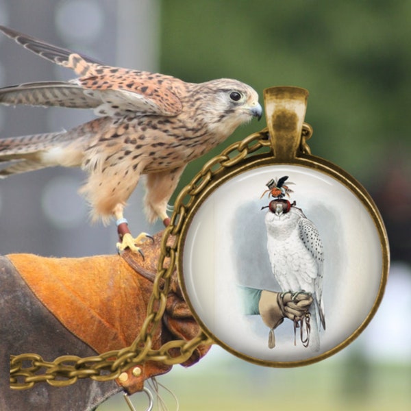 FALCON Pendant Necklace - Falconry Jewelry - Harris Hawk - Bird Lover Gift - Medieval Hunting - Birds of Prey  - Falconer Gifts - Raptors