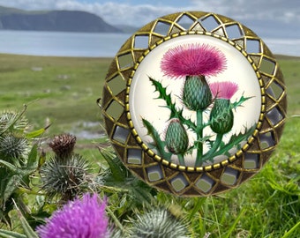 Scottish Thistle Brooch Pin - Kilt Pin - Purple Scotch Thistle - Clan Jewelry - Scotland Flower - Scottish Heritage - Highlands Brooch