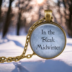 Christina Rossetti Poem Necklace: Bleak Midwinter Quote, Snowflake Charm