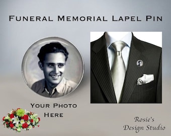 Wedding Memorial Photo Pin - Custom Photo Lapel Pin - Memorial Brooch - Groom Lapel Pin - Tuxedo Lapel Pin - Picture Wedding Pin