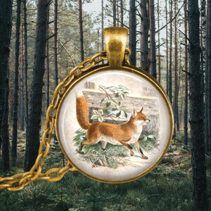 Fox Illustration Necklace: Vintage Style Animal Jewelry image 1
