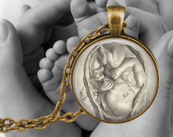 Illustration du XVIIe siècle Baby in utero - pendentif sage-femme - collier sage-femme - bijoux sage-femme - accouchement - obstétrique - doula