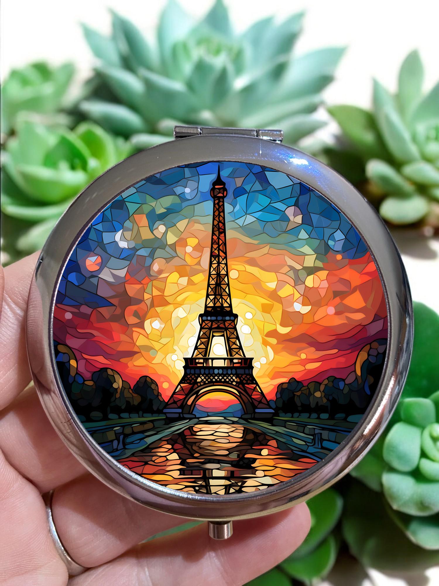 Eiffel Tower Compact Mirror: Parisian Accessory With Magnifying