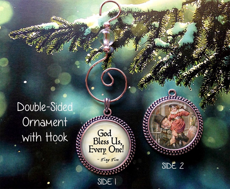 A Christmas Carol Quote Christmas Ornament - Tiny Tim God Bless Us Every On...