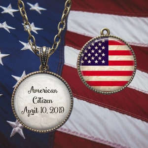 New American Citizen Necklace Keepsake - Statue of Liberty - USA Citizenship - Naturalization - American Flag - Immigrant Gift