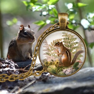 Chipmunk Pendant Necklace - Forest Wildlife Jewelry - Animal Activism Jewelry - Chipmunk Lover Gift - Squirrel - Camper Gifts - Camping