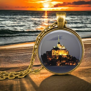 Mont Saint Michel Abbey Pendant Necklace - French Monestery Pendant - France Jewelry - Travel France - St. Michel Abbey Jewelry