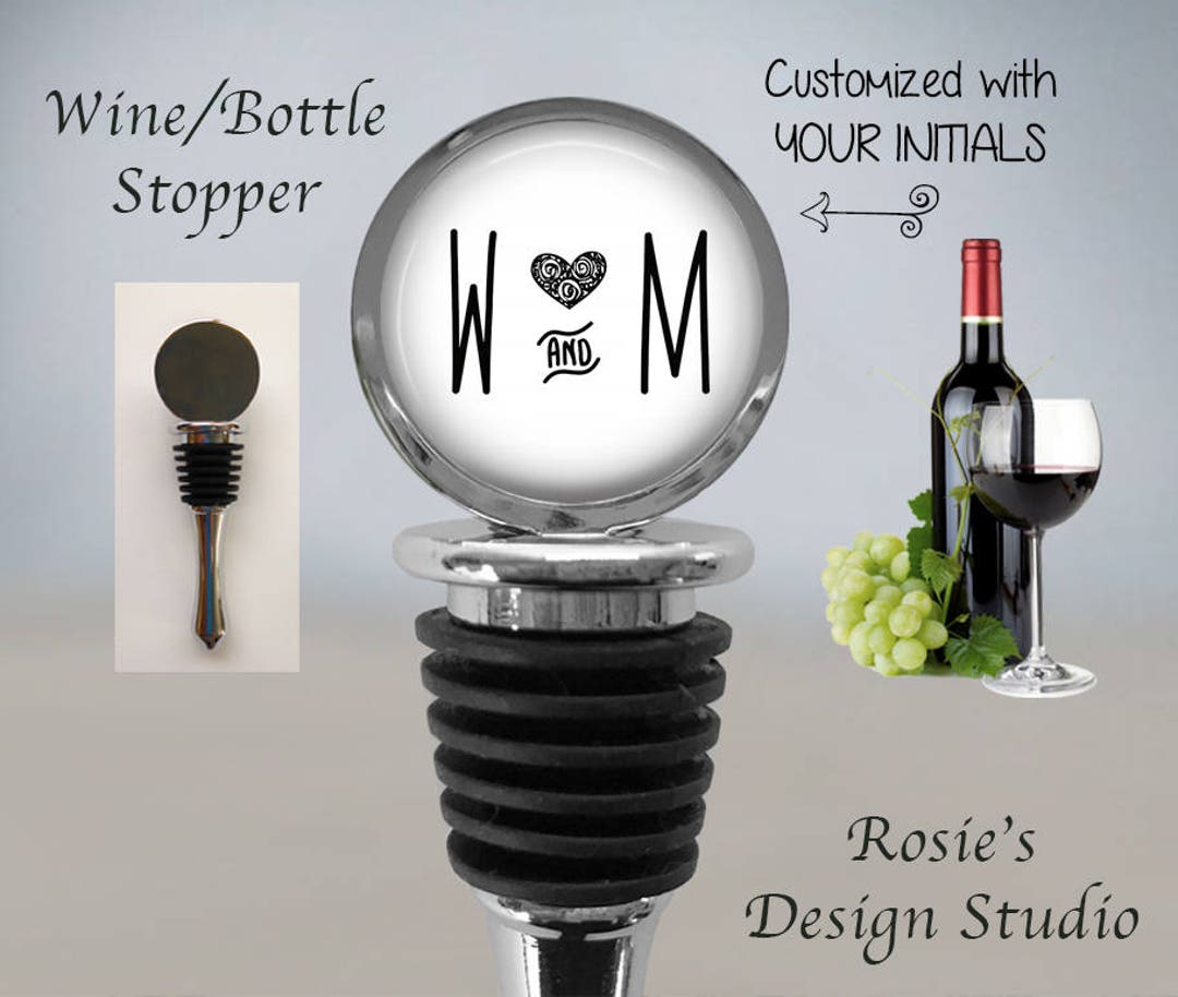 MONOGRAM Wine Stopper Whimsical Initials Bottle Stopper Etsy