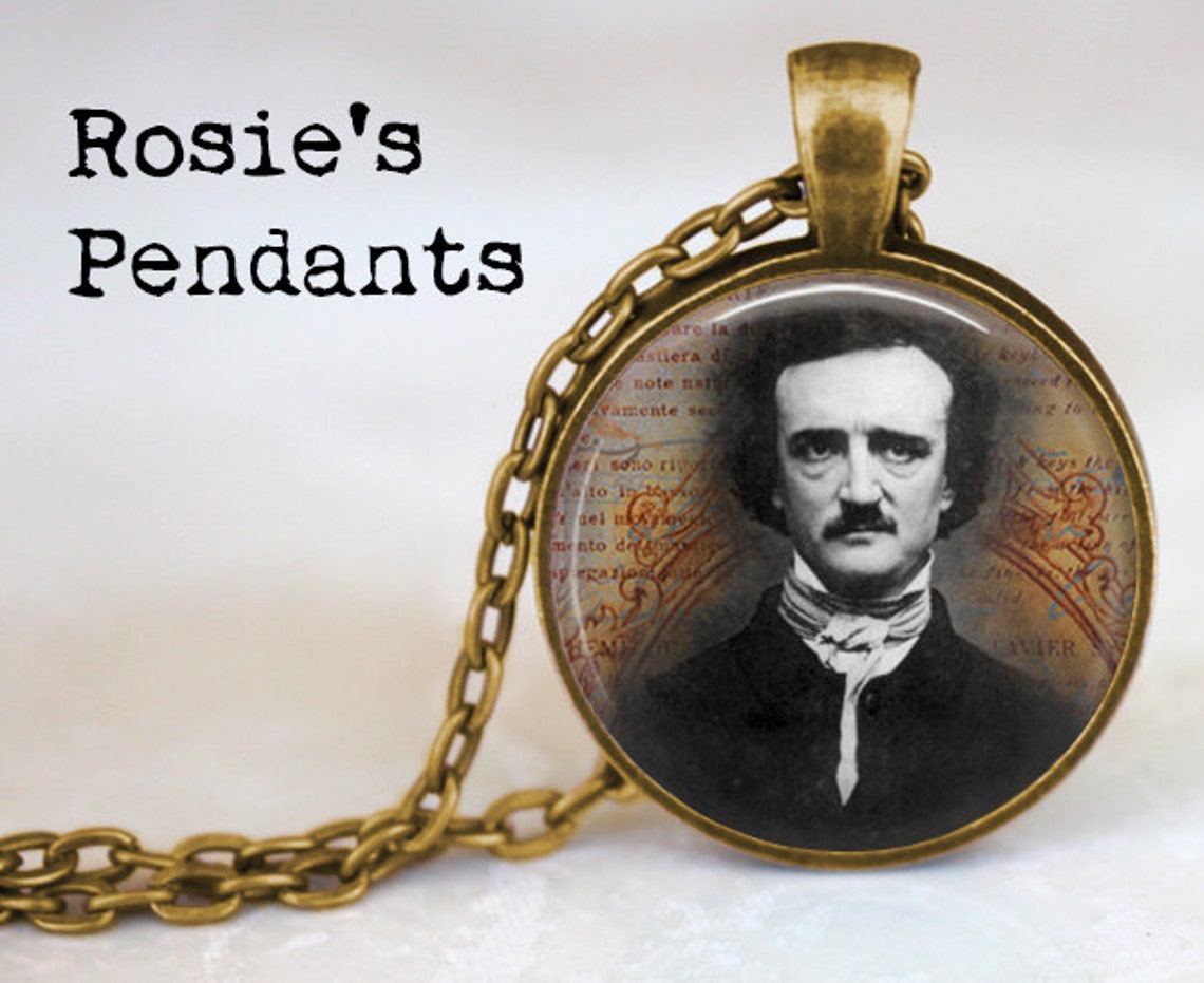 Edgar Allan Poe Portrait Jewelry Poe Pendant Necklace Gift Etsy