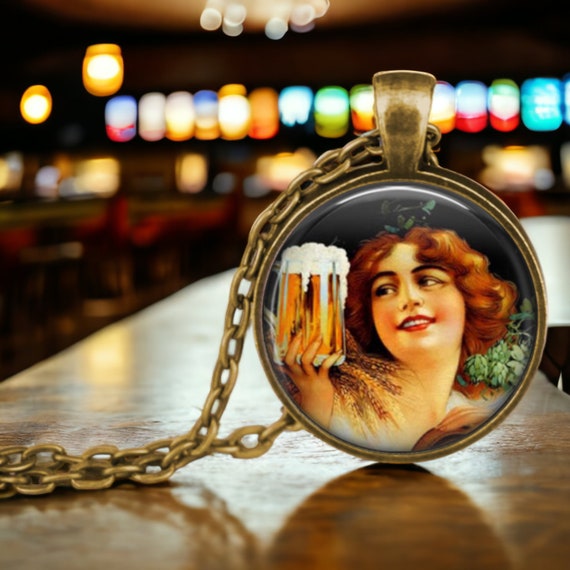 Beer Pendant Necklace Vintage Beer Jewelry Oktoberfest Necklace Beer Ale Lover Gift Girl Beer Stein Bier Lover Necklace Etsy
