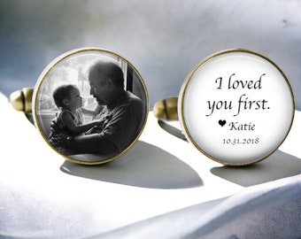 FATHER of the BRIDE Cufflinks - I loved you first Dad - Photo Cuff Links - Cuff Links - Father of the bride gift - Wedding Cufflinks