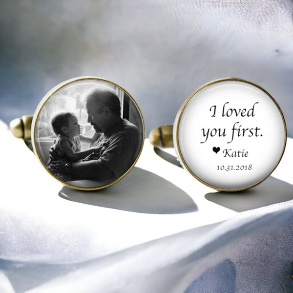 FATHER of the BRIDE Cufflinks - I loved you first Dad - Photo Cuff Links - Cuff Links - Father of the bride gift - Wedding Cufflinks