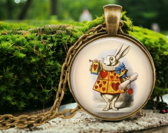 The White Rabbit with Coronet - Alice in Wonderland Jewellery - White Rabbit Hearts - Coronet - Through Looking Glass - Literary Character