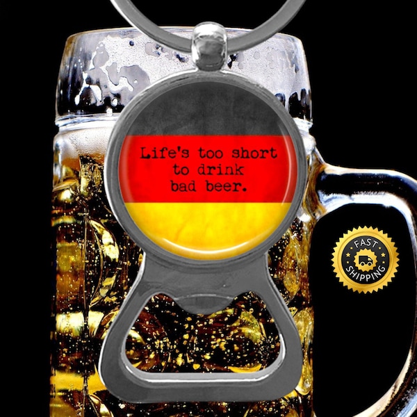 Beer German Flag Bottle Opener Key Ring - Oktoberfest Gifts for Him - Beer Lover Gift - IPA Lover - Germany Flag - Gifts for Boyfriend