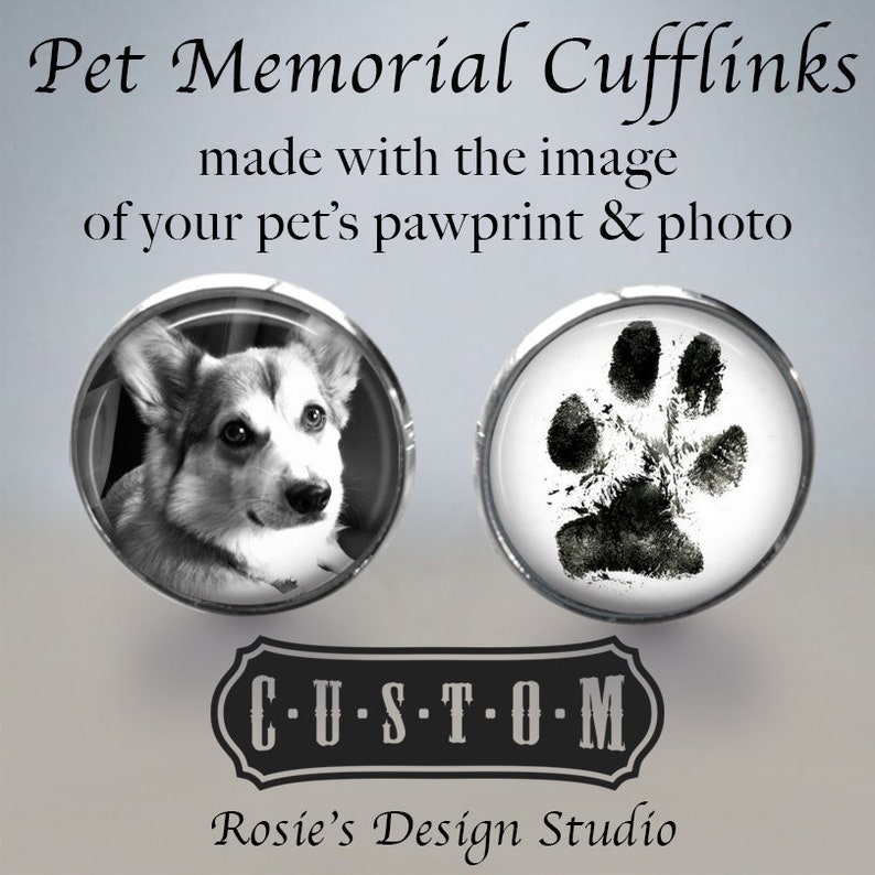 Dog Dad Gift Paw print Cuff Links Groom Cufflinks Dog Cufflinks Cat Cuff Links Pet Picture Cufflinks Pet Memorial Cuff Links