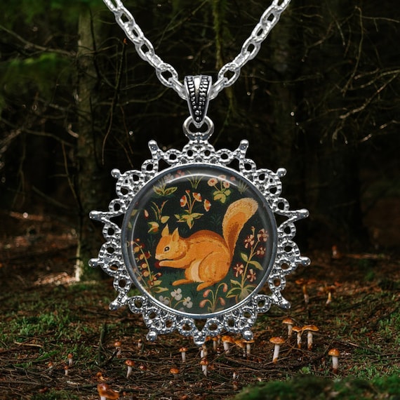 SQUIRREL Necklace Medieval Tapestry Pendant Necklace Book of