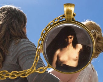Sappho Painting Pendant Necklace: Classic Lesbian Art Gift