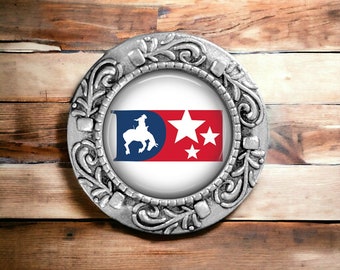 Petite Valley Center Democratic Club Brooch Pin - Hat Pin - VC Dems - Fundraiser - Democrat Patriotic Gift - Bucking Bronco - Horse Patriot