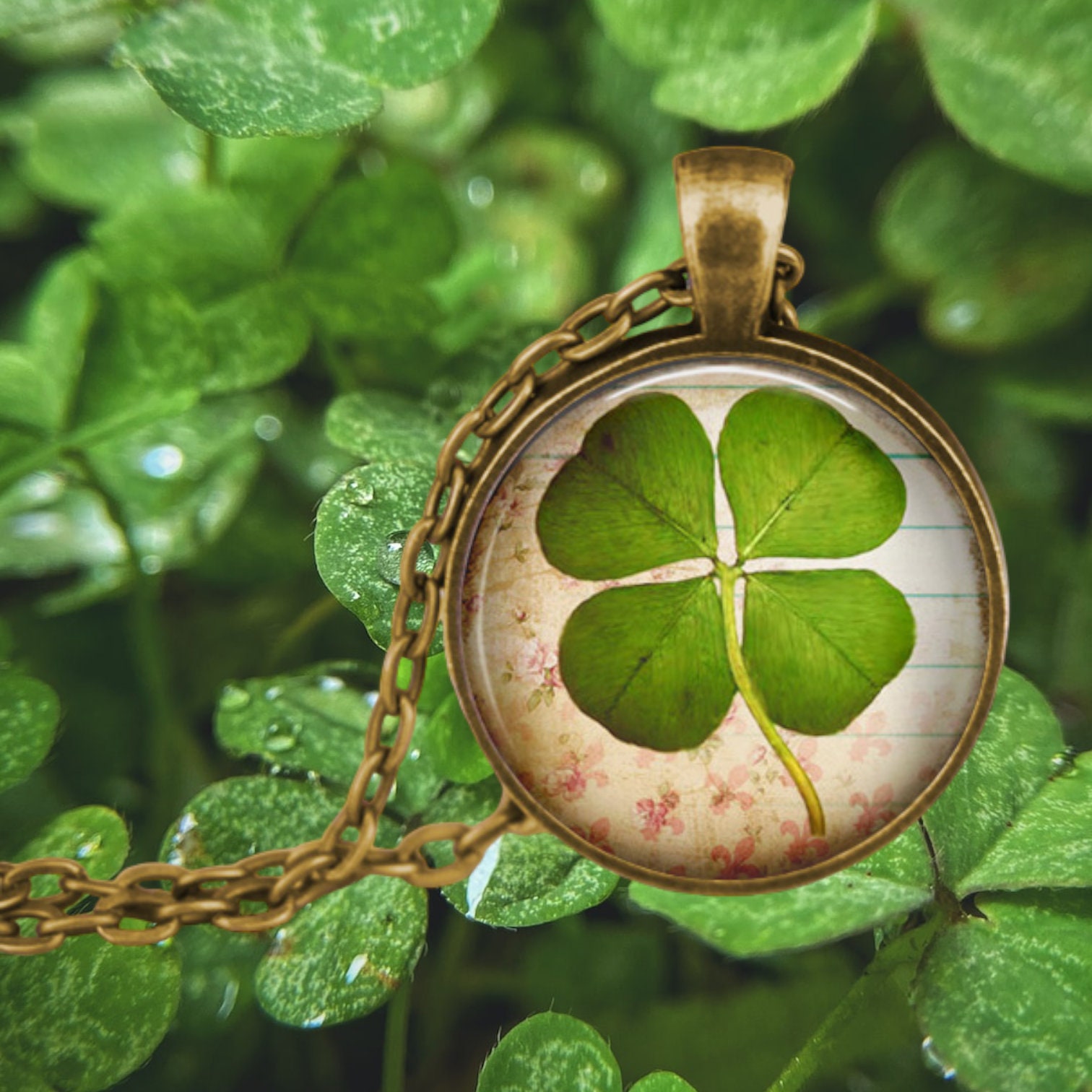 FOUR Leaf CLOVER Necklace Good Luck Jewelry Lucky Clover Pendant