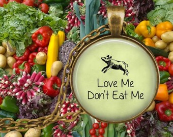 Love Me Don't Eat Me Vegetarian Vegan Jewelry -  Animal activism pendant necklace - animal rights pendant - Vegan Gift - Environmental Gift