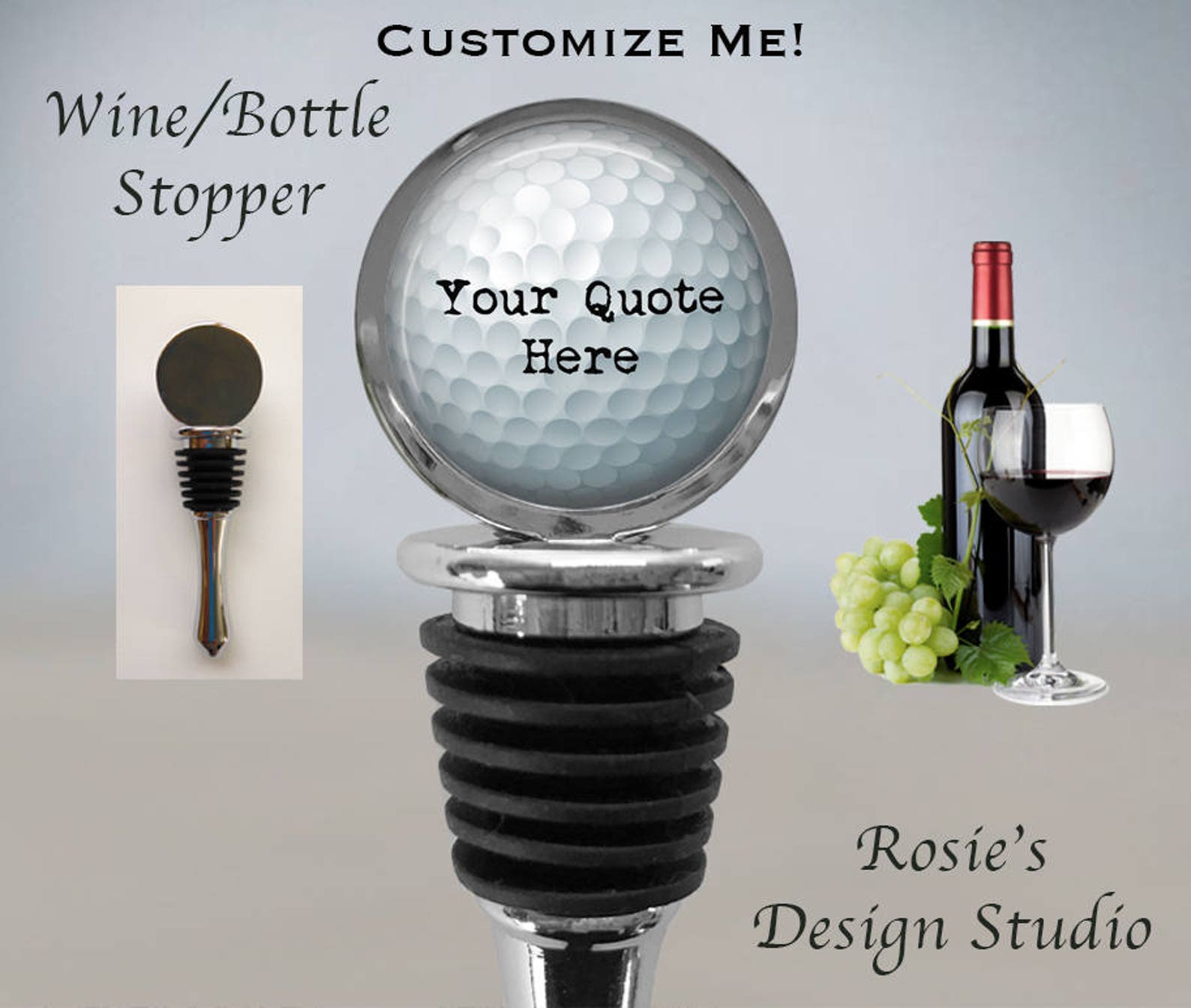 Golf Ball Wine Stopper Golfing Wine Stopper Custom Golfer Etsy