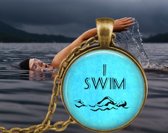 I Swim Necklace: Mermaid Charm Jewelry Gift