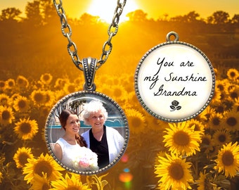 Personalized Grandma Photo Necklace: Two-Sided Keepsake Gift