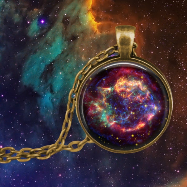 Casseopeia Nebula Pendant Necklace - Universe Jewelry - Astronomy Lover Gift - Science Geek Gift - Galaxy Necklace