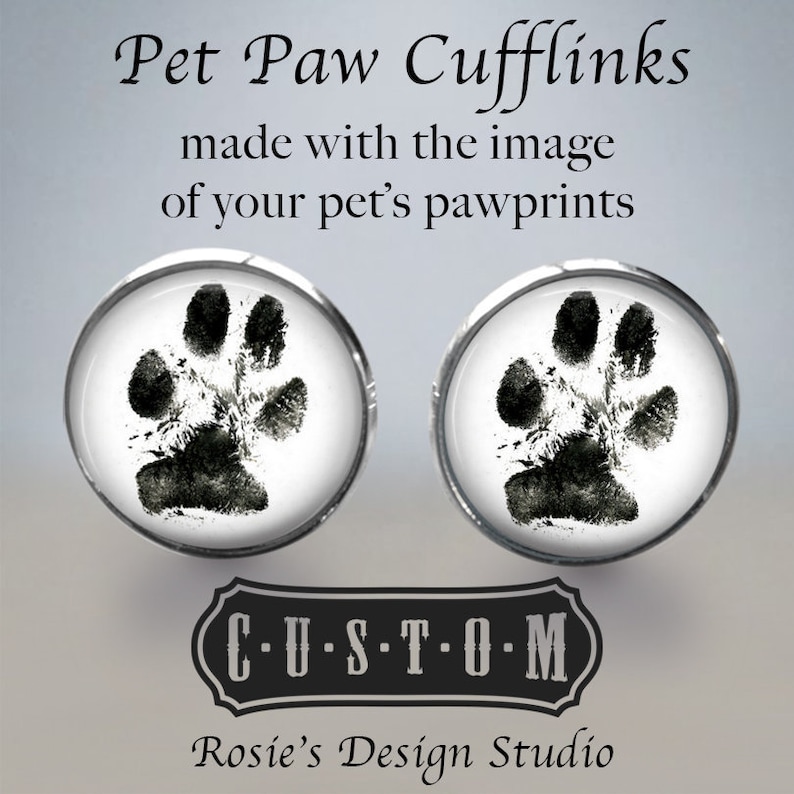 Dog Dad Gift Paw print Cuff Links Groom Cufflinks Dog Cufflinks Cat Cuff Links Pet Picture Cufflinks Pet Memorial Cuff Links