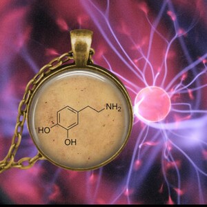 Dopamine Chemistry Molecule - Dopamine Jewelry - Dopamine Pendant - Neurotransmitter - Vintage Dopamine Molecule
