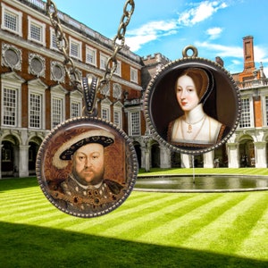 Anne Boleyn and Henry VIII Portrait Double Sided Pendant or Key Ring - Royal Tudors - English King and Queen - Tudor Wives - England