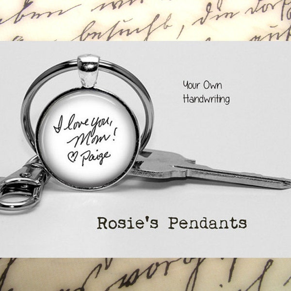 YOUR OWN HANDWRITING or Signature - Actual Handwriting - Key Ring, Pendant Necklace or Jewelry Item - Graphologist Gift - Genealogy Gift