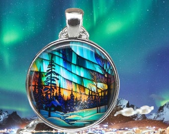 Northern Lights Necklace - Winter Holiday - Aurora Borealis Christmas Jewelry - Canadian  Gift - Alaska - Arctic Circle - Iceland