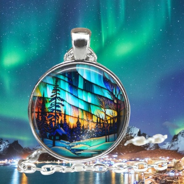 Northern Lights Necklace - Winter Holiday - Aurora Borealis Christmas Jewelry - Canadian  Gift - Alaska - Arctic Circle - Iceland