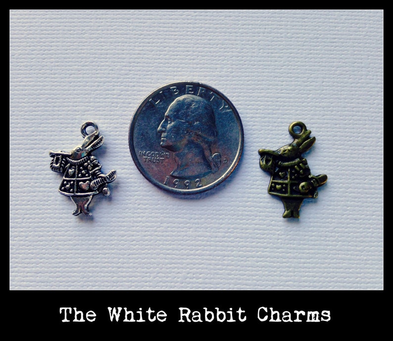 White Rabbit I'm Late Pendant Necklace White Rabbit Jewelry Alice's White Rabbit Ears and Whiskers image 2