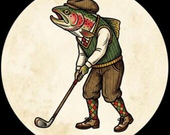 RAINBOW TROUT Golf Ball Marker and Hat Clip Set: Funny Golfer Gift