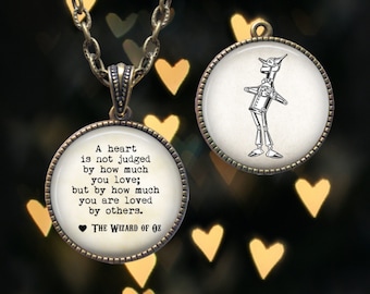 Wizard of Oz Tin Man Necklace: Heart Quote Jewelry