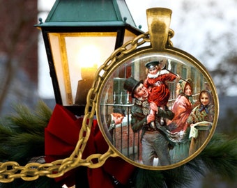 Christmas Carol Necklace – Tiny Tim & Bob Cratchit, Dickens Stocking Stuffer