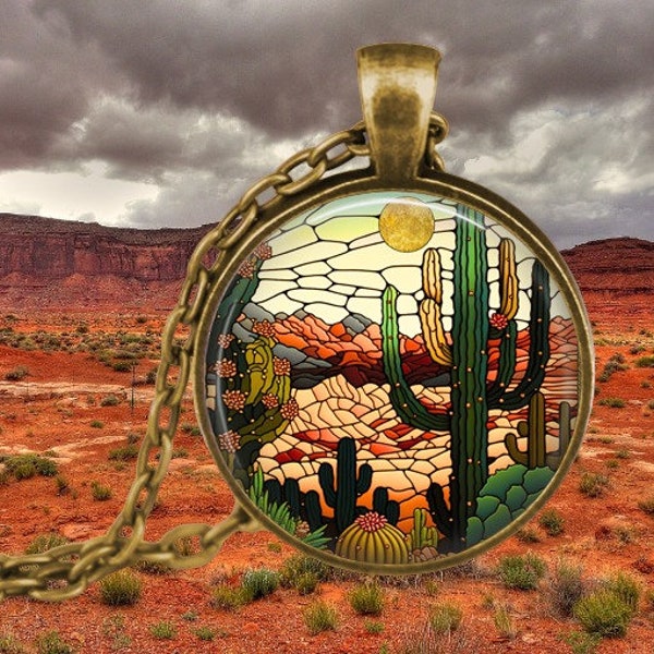 Desert Cactus Necklace - Desert Jewelry - Arizona - Saguaro Cactus Necklace - Old American West Jewelry - New Mexico - Arizona