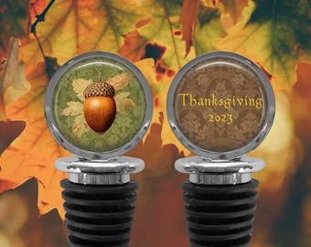 Acorn Thanksgiving Bottle Stopper – 2-Sided Hostess Gift