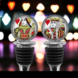King and Queen of Hearts Playing Card Wine Stopper - Euchre - Whist - Poker - Wife Gifts - Wine Lover Gift - Anniversary Gift - Husband Gift