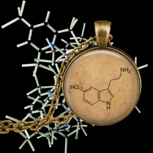 Serotonin Pendant Necklace - Serotonin Jewelry - Serotonin Pendant - Serotonin Molecule Structure - Chemistry Jewelry - Science Lover Gift