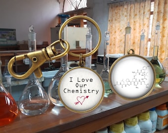 Oxytocin I love our Chemistry Keychain - Valentines Day Gift - Oxytocin Jewelry - Love Hormone - Oxytocin Necklace