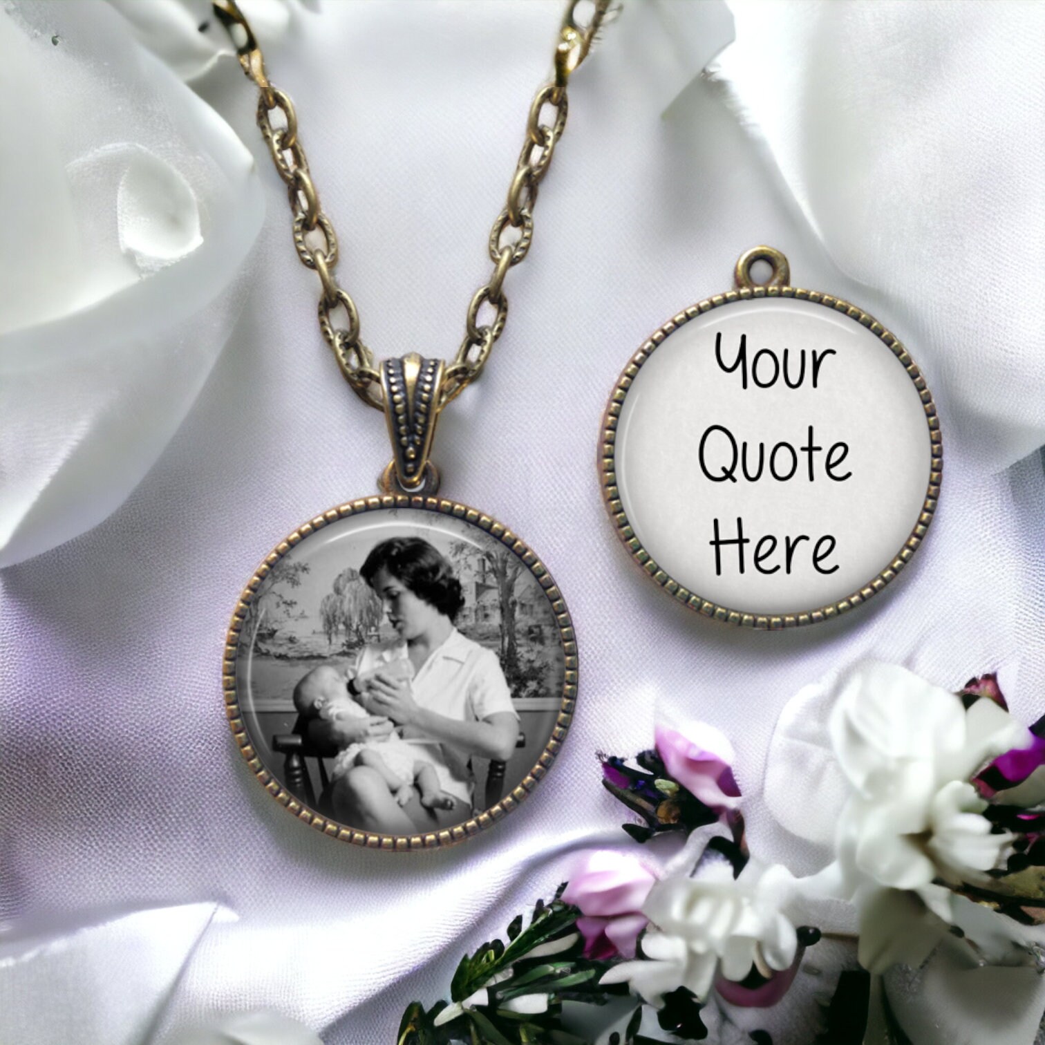 Mothers day necklace cheap with picture inside