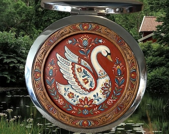 Scandinavian Fold Art Swan Compact Mirror: Bird Lover Gifts, Fabulous and Functional