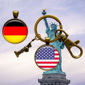 Country Flags Keychain - New American Citizen Gift - Dual Citizenship - Ancestry - Immigrant Gift - Immigration - Heritage Pride