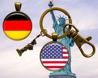 Dual Flag Keychain: New American Citizen Gift, Heritage Pride