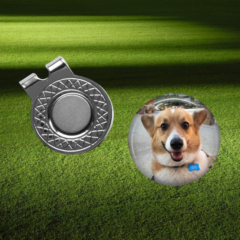 Dog Golf Ball Marker Dog Dad Golf Hat Clip Custom Photo Golfball Marker Gift for Golfer Golfing Gift Pet Picture Gift image 1