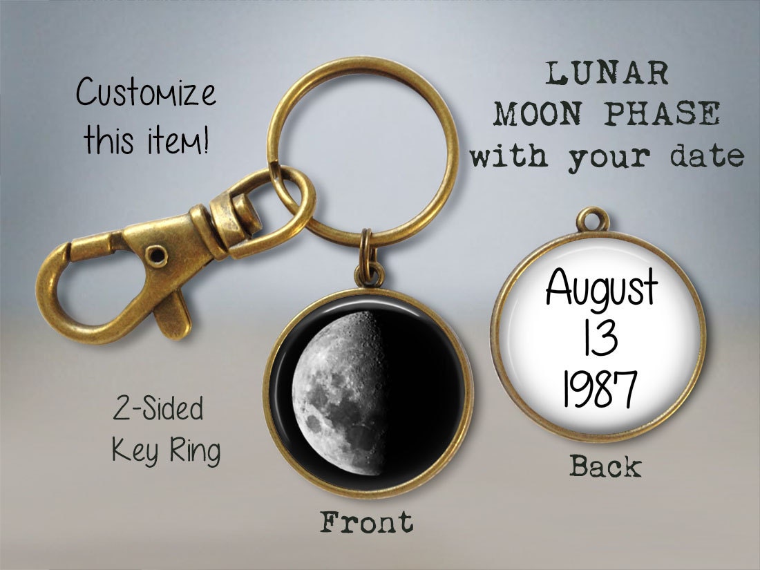 Custom Moon Phase Keychain: Personalized Lunar Gift - Etsy
